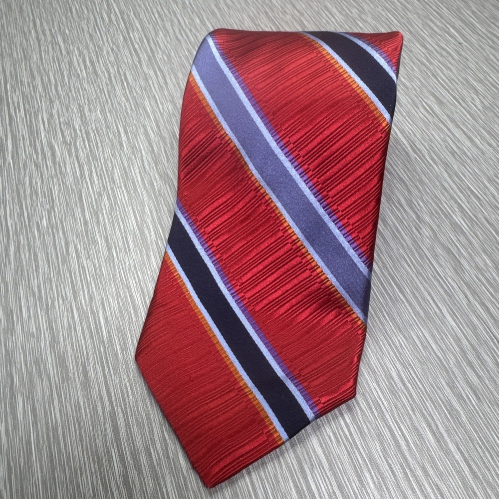 Robert Talbott‎ Red Silk Tie Diagonal Stripe Preppy Luxury Menswear